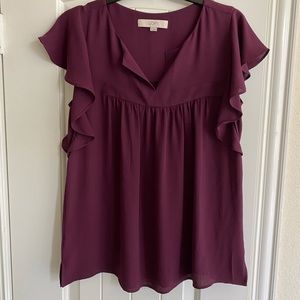 LOFT Flutter Sleeve Split Neck Top